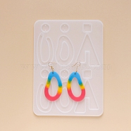 DIY Dangle Earring Silicone Molds, Resin Casting Molds, for UV Resin, Epoxy Resin Jewelry Making,  Mixed Shapes, White, 185x135x5mm, Inner Size: 15~61x15~43mm(X-DIY-G012-14)