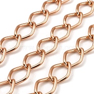 Aluminium Curb Chains, Unwelded, with Spool, Rose Gold, 22.5x15x2mm, about 32.81 Feet(10m)/Roll(CHA-C002-17RG)