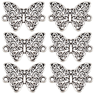 100Pcs Tibetan Style Alloy Connector Charms, Butterfly Links, Cadmium Free & Lead Free, Antique Silver, 20x14x2mm, Hole: 1.5mm(FIND-SC0006-17)