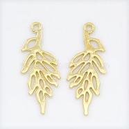 Alloy Pendants, Cadmium Free & Lead Free, Leaf, Golden, 29mm long, 11mm wide, 1mm thick, hole: 1mm(X-EA11926Y-G)