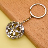 Alloy Imitation Tyre Keychain, Platinum, Pendant: 3.2x1.5cm(KEYC-PW0002-072C)