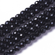 Natural Black Onyx Beads Strands, Faceted, Round, 2~2.5x2mm, Hole: 0.2mm, about 158~205pcs/strand, 15.7~16.7 inch(40~42.5cm)(X-G-F596-28-2mm)