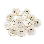 Freshwater Shell Buttons, Flat Round , Letter C, 12x2mm, Hole: 1.6mm(BUTT-Z001-01C)