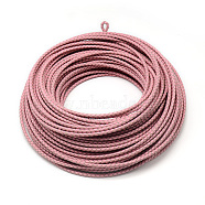 Leather Braided Cord, Pink, 3mm, about 54.68 yards(50m)/bundle(WL-Q005-3mm-62)