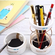 ABS Plastic Hollow Out Pencil Holder, with Scalable Spring Steel Wire Pen Storage Cup, Pencil Container, Column, Light Salmon, 3x1-3/8 inch(76x34mm)(AJEW-WH0171-47A)