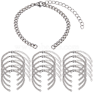 16Pcs 304 Stainless Steel Twisted Chains Bracelet Making, Fit for Connector Charms, with Jump Rings & Lobster Claw Clasps, Stainless Steel Color, 16.3x0.4x0.2cm(AJEW-SC0002-50)