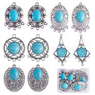 10pcs Turquoise+alloy pendant Vintage alloy earring head diy handmade material(5 styles), Antique Silver, 40.50x24mm,Hole:2.50mm(JX575A)