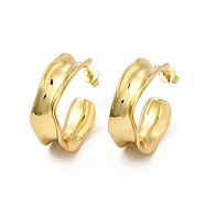 Rack Plating Brass Ring Stud Earrings for Women, Long-Lasting Plated, Cadmium Free & Lead Free, Real 18K Gold Plated, 20x23.5x8mm, Pin: 1mm(EJEW-P221-46G)