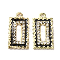Alloy with Rhinestone Pendants, with Enamel, Rectangle Charms, Golden, 22.5x12x2mm, Hole: 1.6mm(FIND-B032-21G)