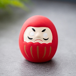 Porcelain Daruma Display Decoration, for Home Office Decoration, Red, 40x40x45mm(PW-WG0531B-03)