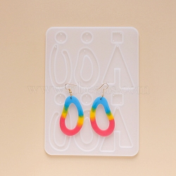 DIY Dangle Earring Silicone Molds, Resin Casting Molds, for UV Resin, Epoxy Resin Jewelry Making,  Mixed Shapes, White, 185x135x5mm, Inner Size: 15~61x15~43mm(X-DIY-G012-14)