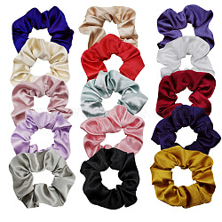 Cloth Hair Accessories, Scrunchie/Scrunchy, Ponytail Holder, Elastic Hair Ties, Mixed Color, 110x40mm(OHAR-S197-067)