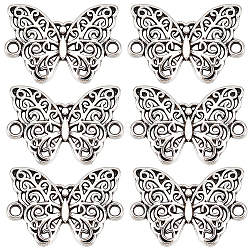 100Pcs Tibetan Style Alloy Connector Charms, Butterfly Links, Cadmium Free & Lead Free, Antique Silver, 20x14x2mm, Hole: 1.5mm(FIND-SC0006-17)