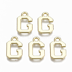 Alloy Charms, Cadmium Free & Nickel Free & Lead Free, Alphabet, Real 16K Gold Plated, Letter.G, 14x9x1mm, Hole: 1.6mm(PALLOY-Q441-025G-NR)