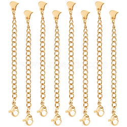 304 Stainless Steel Chain Extender, with Lobster Claw Clasps and Charms, Heart, Golden, 68mm(STAS-UN0006-50G)