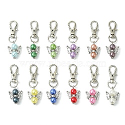 Angel Acrylic Pendant Decoration, Swivel Clasp Charms for Bag, Key Chain Ornaments, Mixed Color, 32mm, 12pcs/set(HJEW-JM02007)