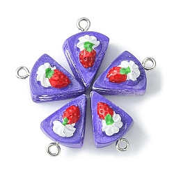 Opaque Resin Imitation Food Pendants, Cake Charm, with Platinum Plated Iron Loops, Mauve, 19.5x13.5x13mm, Hole: 2mm(CRES-YW0001-10B)