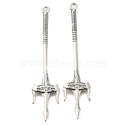 Tibetan Style Alloy Big Pendants, Cadmium Free & Lead Free, Halberd Charm, Antique Silver, 70x15.5x2.5mm, Hole: 1.5mm, about 192pcs/500g(FIND-G078-33E-AS)