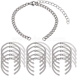 16Pcs 304 Stainless Steel Twisted Chains Bracelet Making, Fit for Connector Charms, with Jump Rings & Lobster Claw Clasps, Stainless Steel Color, 16.3x0.4x0.2cm(AJEW-SC0002-50)