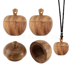 Rosewood Apple Box Jewelry Pendants, Apple Charm, with Screw Cap, for Diffuser, Wheat, 24.5x21.5mm, Hole: 1.6mm, Inner Diameter: 15mm(WOOD-WH0027-64A)