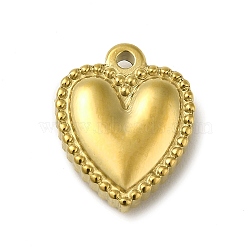 316 Surgical Stainless Steel Pendants, Heart Charm, Golden, 15x12x4mm, Hole: 1.5mm(STAS-H189-01A-G)