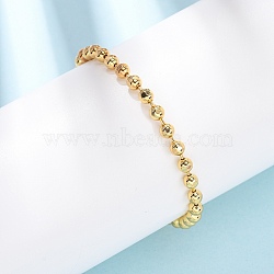 Brass Beaded Bracelets for Women, Round, Long-Lasting Plated, Rack Plating, Cadmium Free & Lead Free, Real 18K Gold Plated, 7-1/8 inch(18cm)(BJEW-C140-16G)