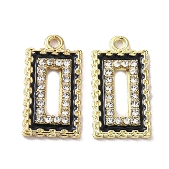 Alloy with Rhinestone Pendants, with Enamel, Rectangle Charms, Golden, 22.5x12x2mm, Hole: 1.6mm