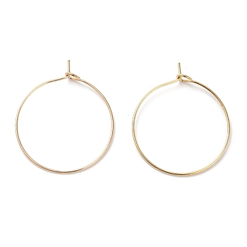 Brass Hoop Earrings Findings, Wine Glass Charms Findings, Light Gold, 30.5x25mm, Pin: 0.6mm