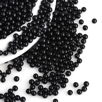Imitation Pearl Acrylic Beads, No Hole, Round, Black, 1.5~2mm, about 10000pcs/bag