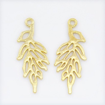Alloy Pendants, Cadmium Free & Lead Free, Leaf, Golden, 29mm long, 11mm wide, 1mm thick, hole: 1mm