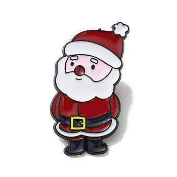 Christmas Theme Enamel Pin, Gunmetal Alloy Brooches for Backpack Clothes, Santa Claus, 30x17x1mm