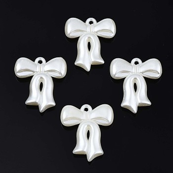 Acrylic Imitation Pearl Pendants, Bowknot, Creamy White, 29x25.5x5mm, Hole: 2mm, about 290pcs/500g