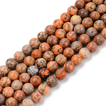Natural American Turquoise Beads Strands, Dyed & Heated, Round, Dark Orange, 6mm, Hole: 1mm, about 59~60pcs/strand, 15-1/8 inch(38.5cm)