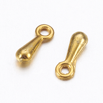 Alloy Charms, Chain Extender Drop, Long-Lasting Plated, Teardrop, Golden, 7x2.5x2mm, Hole: 1mm