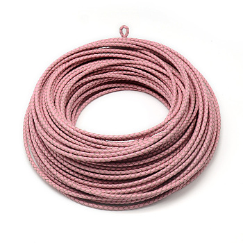 Leather Braided Cord, Pink, 3mm, about 54.68 yards(50m)/bundle