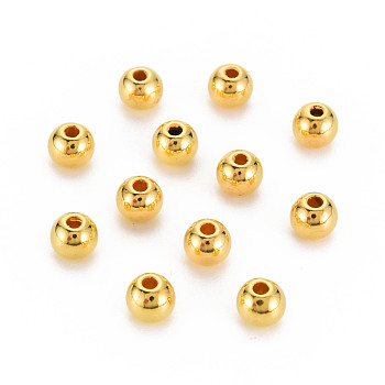 ABS Plastic Beads, Round, Golden Plated, 8x7.5mm, Hole: 1.8mm, about 1700pcs/500g