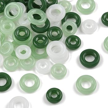60Pcs 6 Styles Glass Pendants, Ring Charms, Mixed Color, 12~16mm, 10pcs/style