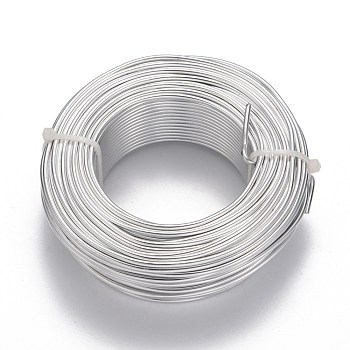 Round Aluminum Wire, Bendable Metal Craft Wire, for DIY Jewelry Craft Making, Silver, 10 Gauge, 2.5mm, 35m/500g(114.8 Feet/500g)