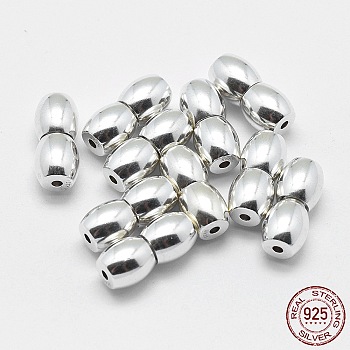 925 Sterling Silver Screw Clasps, Barrel, Silver, 11x5mm, Hole: 1.5mm