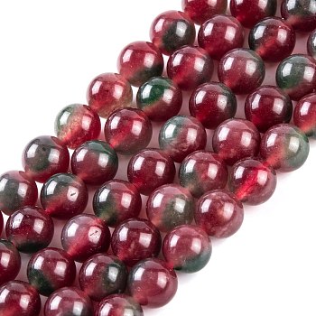 Natural Malaysia Jade Beads Strands, Round, Dyed, Brown, 8mm, Hole: 1mm, about 48pcs/strand, 15 inch