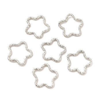 50Pcs Iron Linking Rings, Textured Open Rings, Platinum, Star, 16x16.5x1.5mm, Inner Diameter: 12x14mm