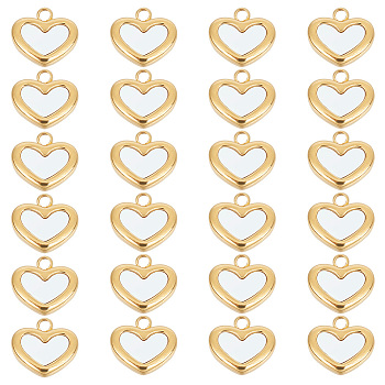 10Pcs 304 Stainless Steel Pendants, with Shell, Heart, Golden, 11x11x4mm, Hole: 1.8mm