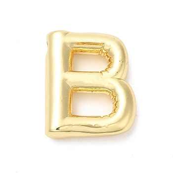 Eco-Friendly Rack Plating Brass Pendants, Long-Lasting Plated, Lead Free & Cadmium Free, Real 18K Gold Plated, Letter Charm, Letter B, 21.5x17.5x5mm, Hole: 2.5x1.5mm