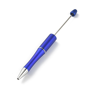 ABS Plastic Ball-Point Pen, Beadable Pen, with Iron Findings, for DIY Personalized Pen with Jewelry Beads, Dark Blue, 148x12mm