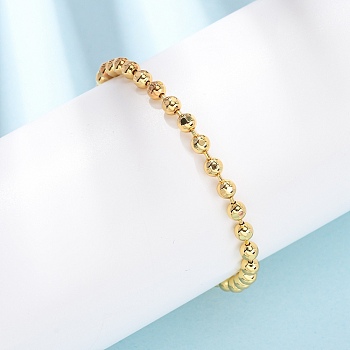 Brass Beaded Bracelets for Women, Round, Long-Lasting Plated, Rack Plating, Cadmium Free & Lead Free, Real 18K Gold Plated, 7-1/8 inch(18cm)