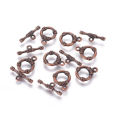 Red Copper Ring Alloy Toggle Clasps