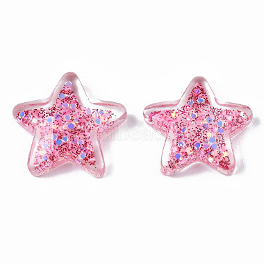 Hot Pink Star Epoxy Resin Cabochons