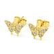 Golden Brass Micro Pave Cubic Zirconia Stud Earrings(EJEW-D103-01A-G)-1