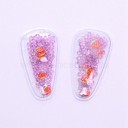 Plastic with Resin and Polymer Clay Accessories, DIY for Bobby pin Accessories, Oval with Strawberry, Violet, 55x29x5mm(RESI-CJC0007-32E)