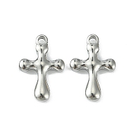 Non-Tarnish 304 Stainless Steel Pendants, Cross Charms, Stainless Steel Color, 21.5x14.5x4mm, Hole: 2mm(STAS-F294-01B-P)